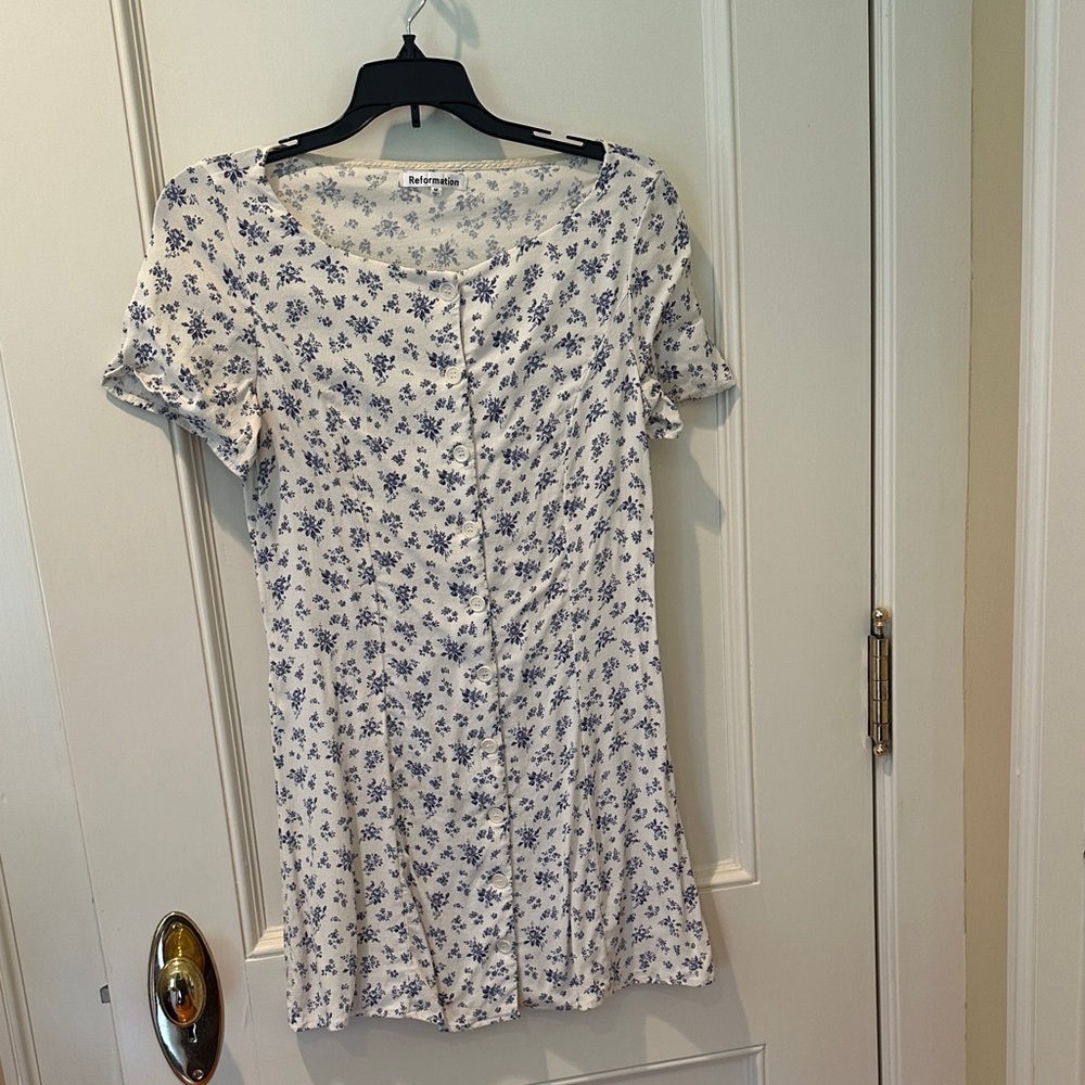 Reformation Floral Button-Down mini Dress w/tie back SZ M